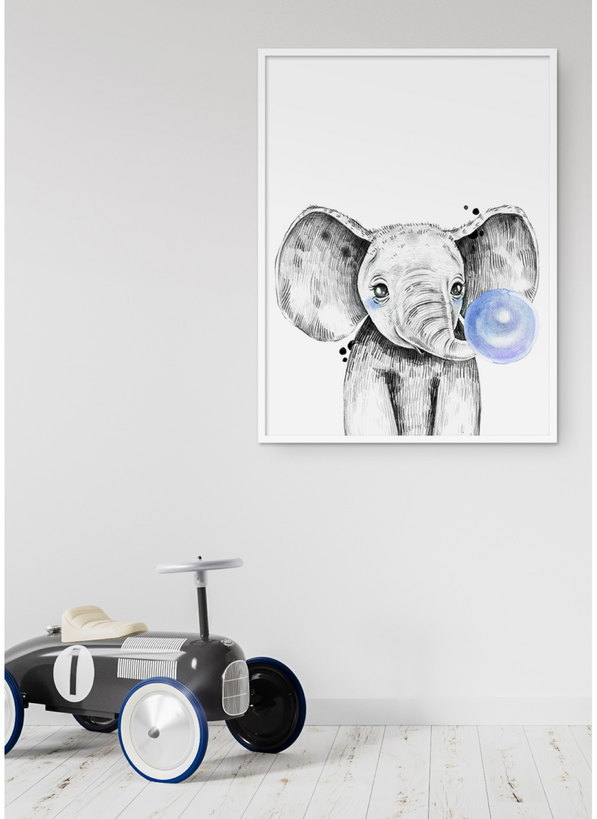 Affiche Bulle d'Éléphant bleue