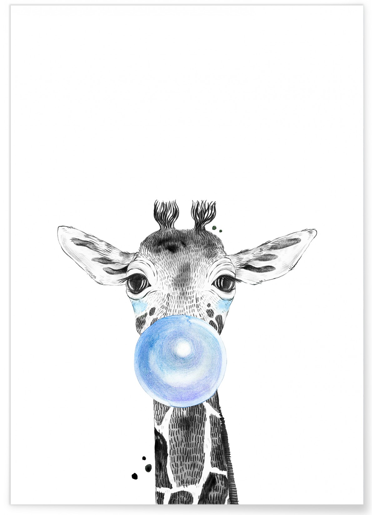 Poster Bulle de Girafe Bleue