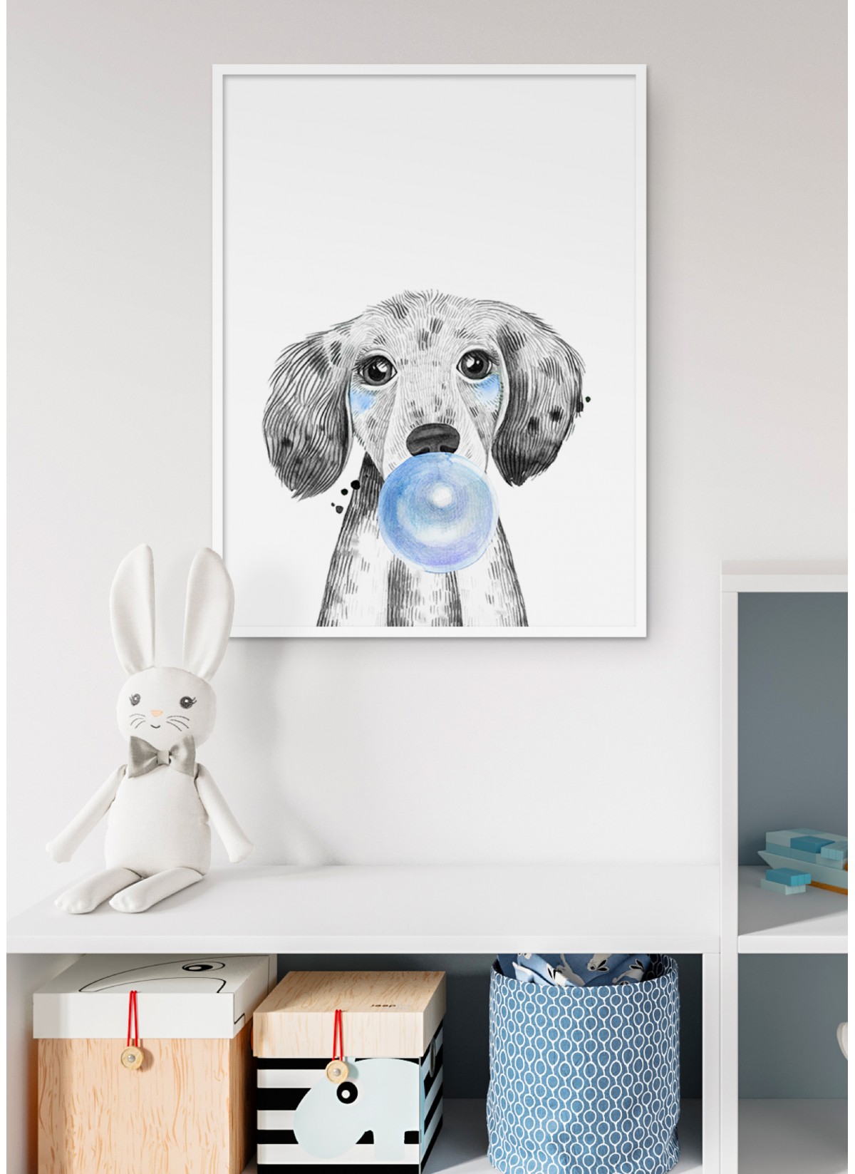 Poster Bulle de Chiot Bleue