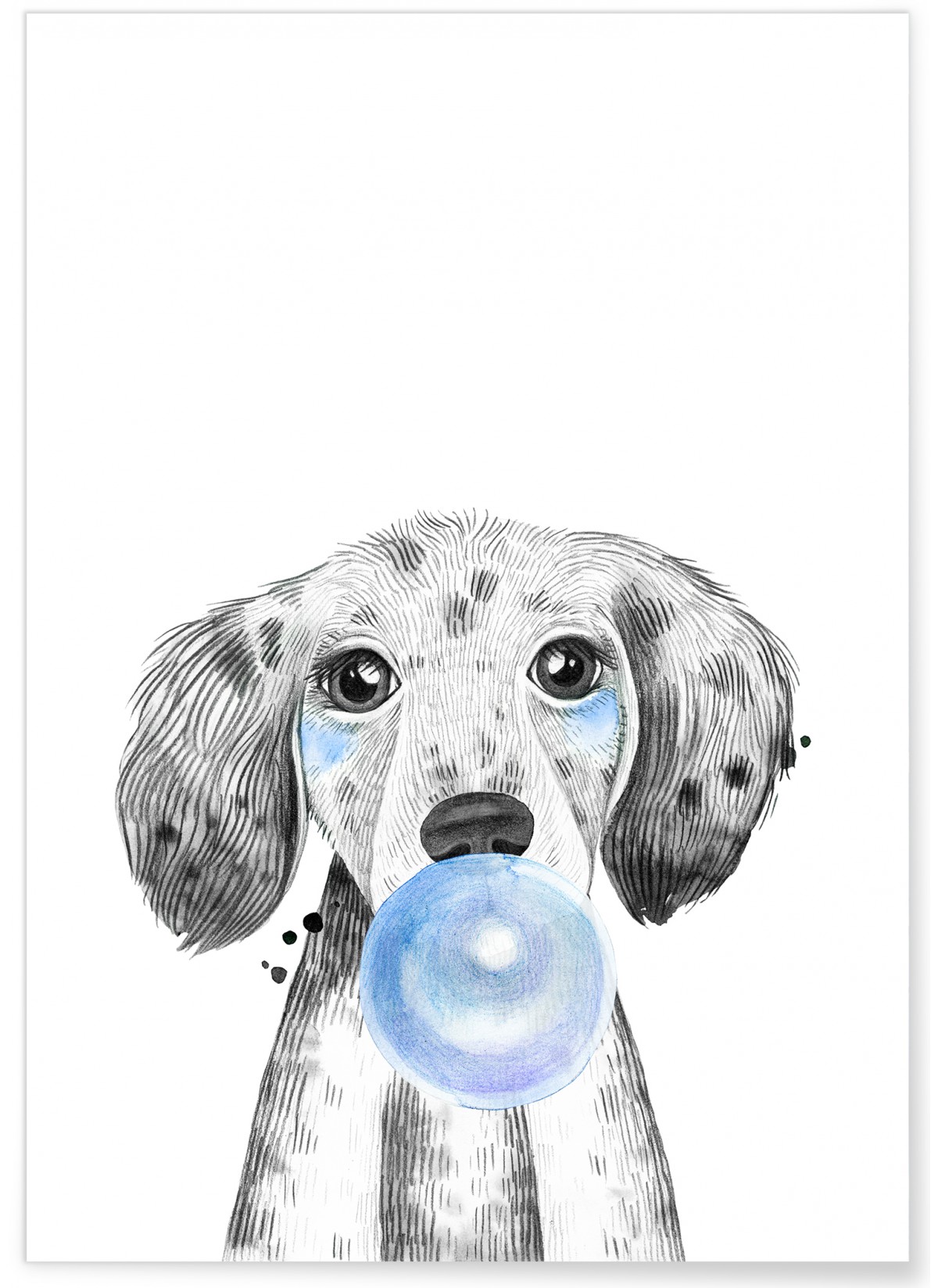 Poster Bulle de Chiot Bleue