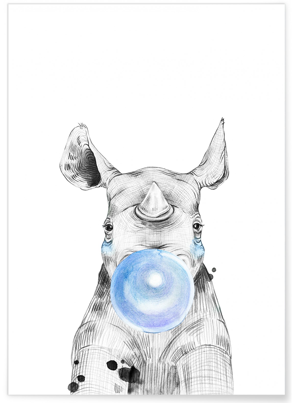 Poster Bulle de Rhinocéros Bleue
