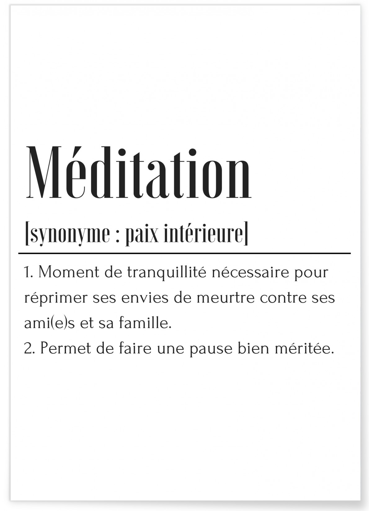 Affiche Définition Méditation