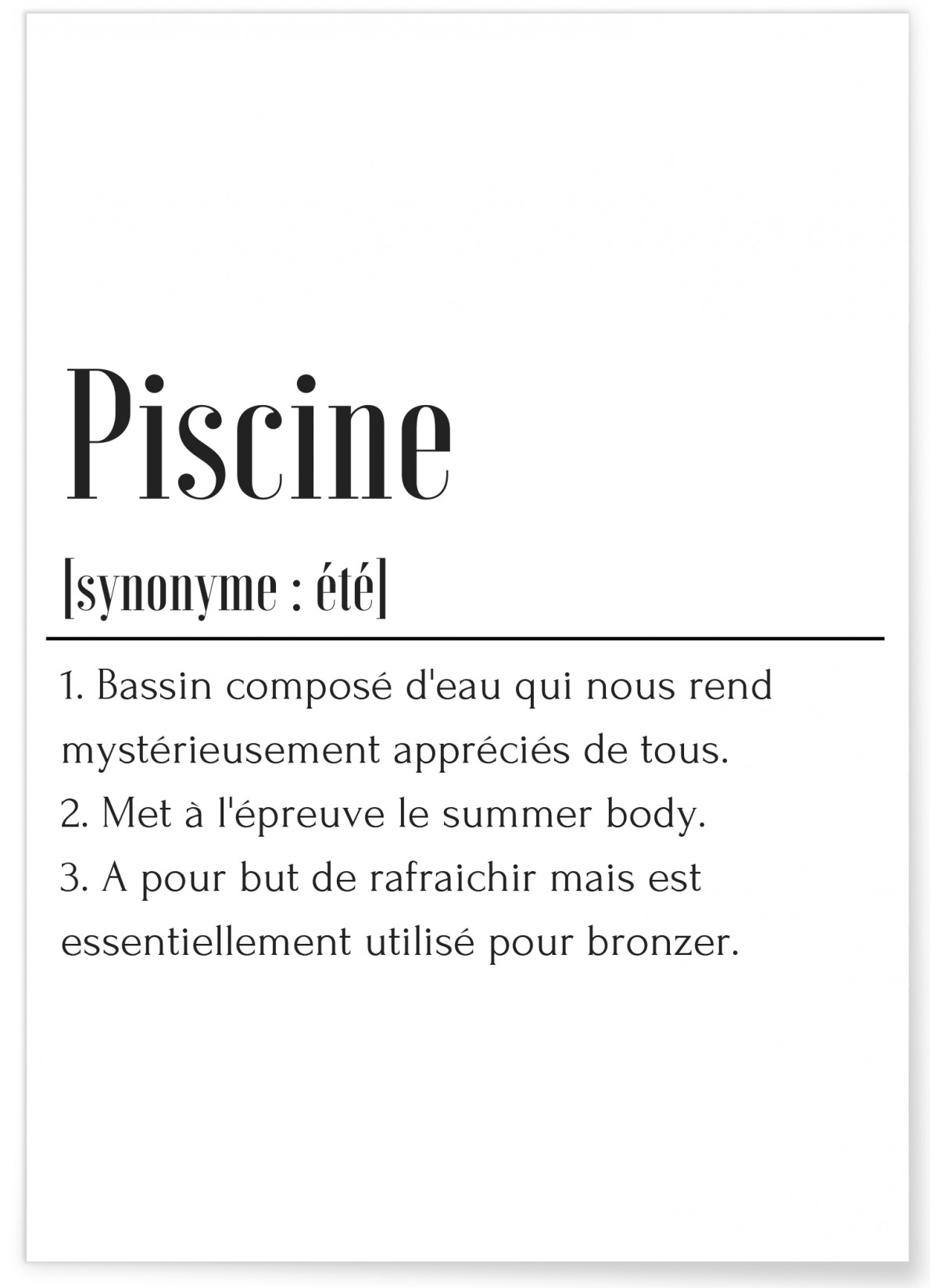 Affiche Définition Piscine