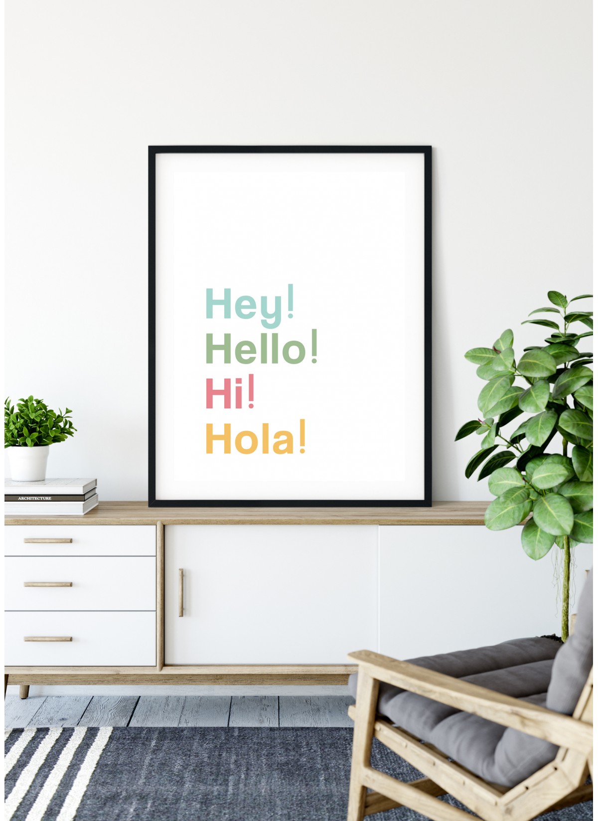 Affiche "Hey! Hello! Hi! Hola!"
