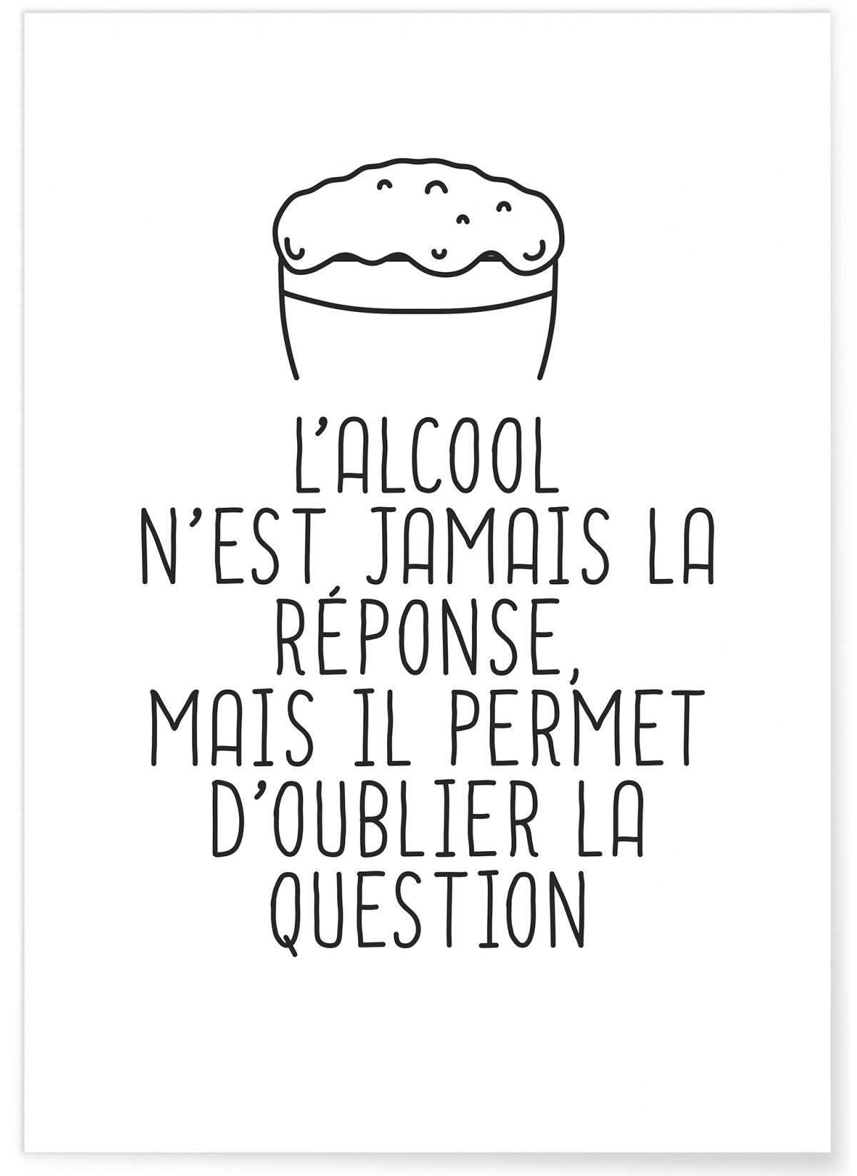 Affiche "L'alcool n'est jamais la réponse..."