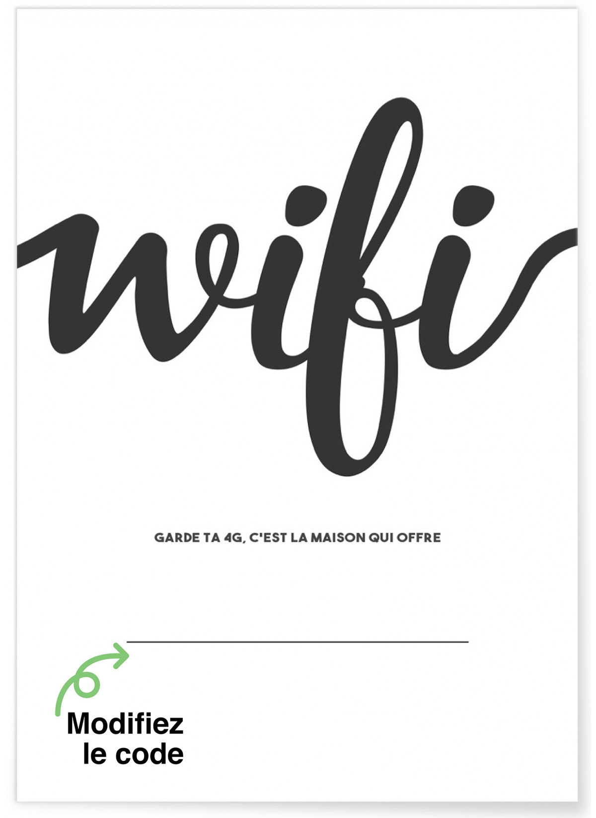 Affiche code wifi [personnalisable]