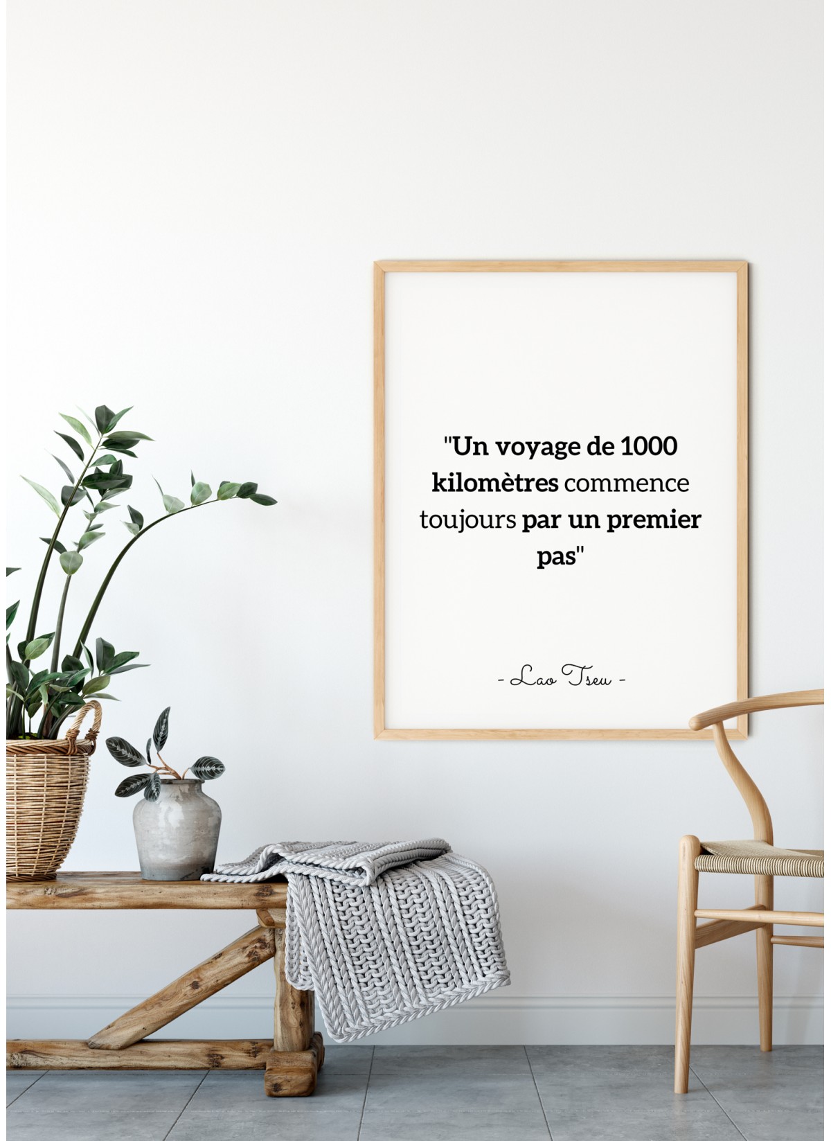 Affiche citation Lao Tseu "Un voyage commence toujours..."
