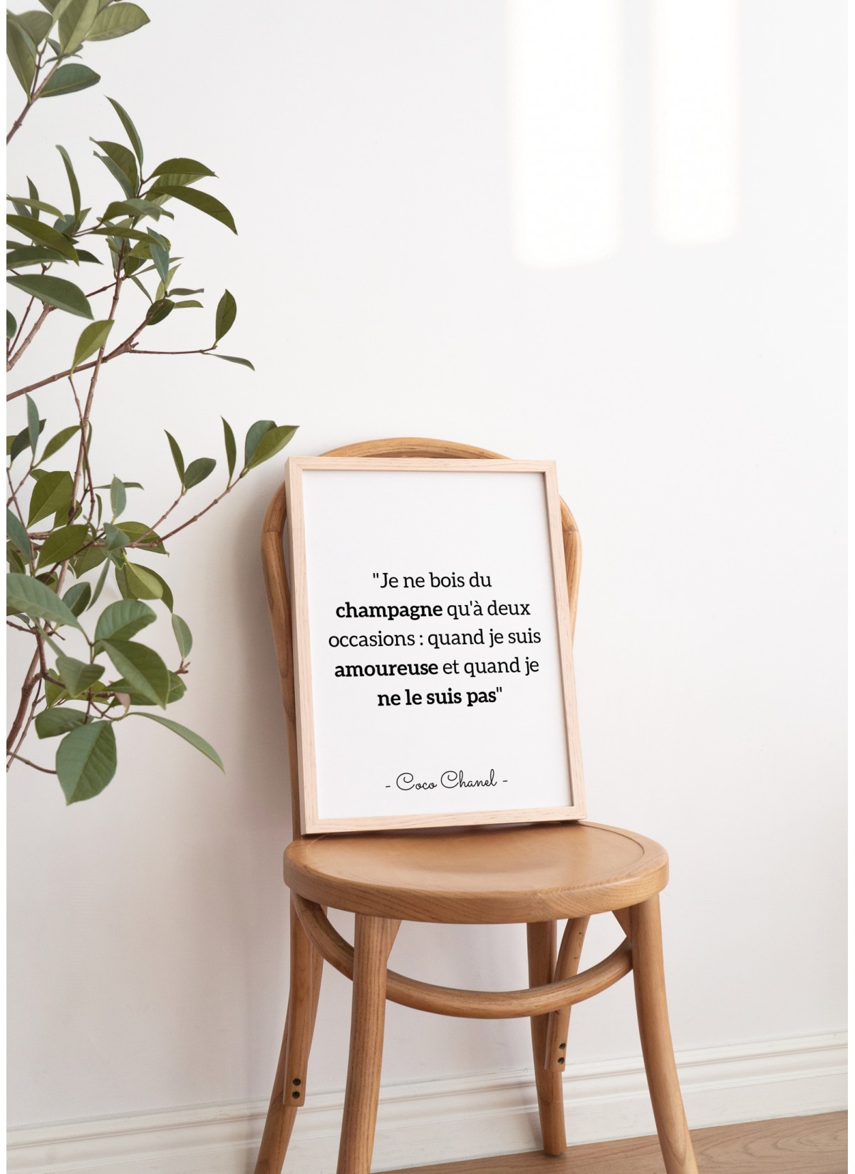 Affiche Citation Coco Chanel : "Je ne bois du champagne…"