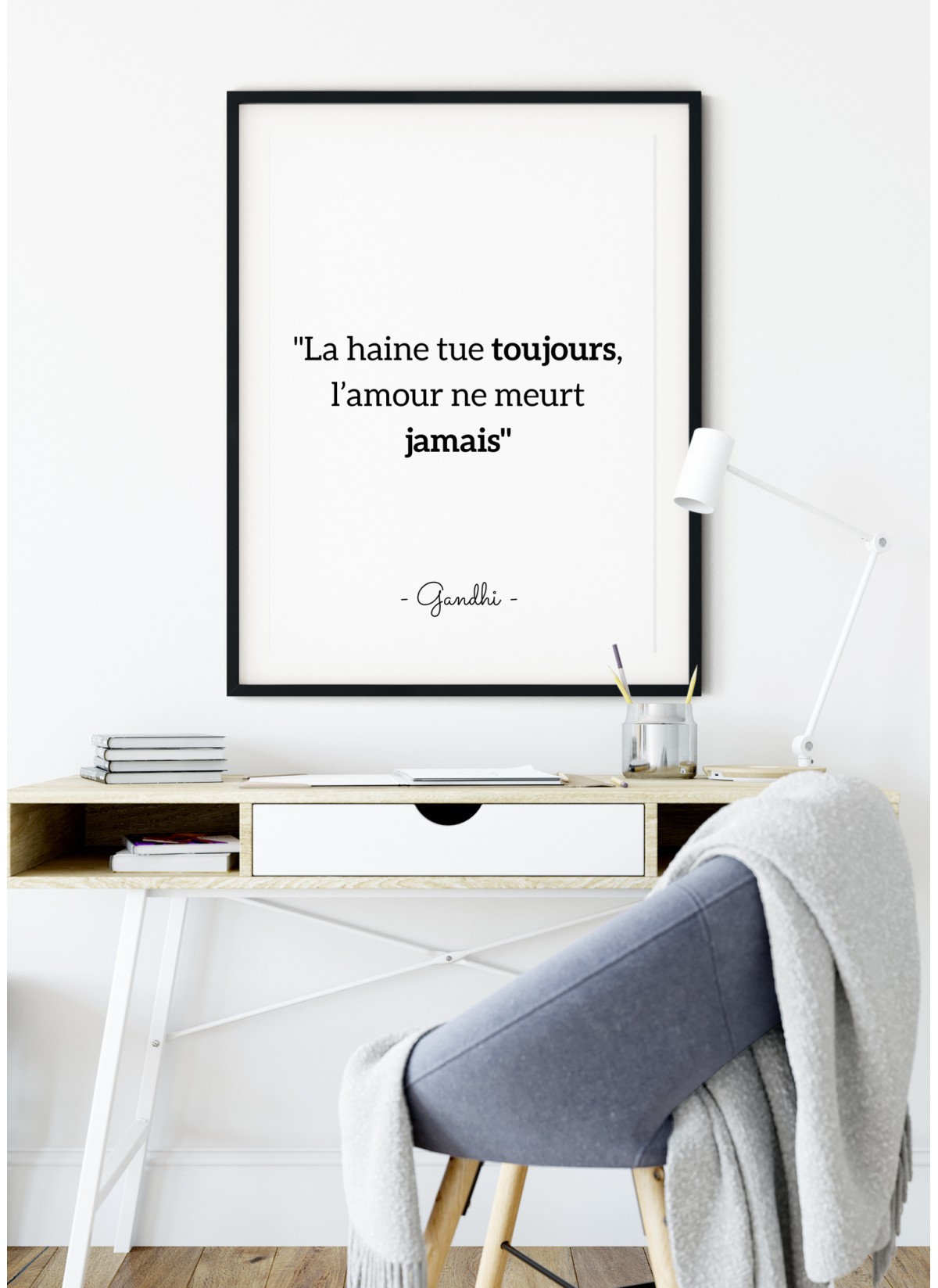 Affiche Gandhi "La haine tue toujours..."