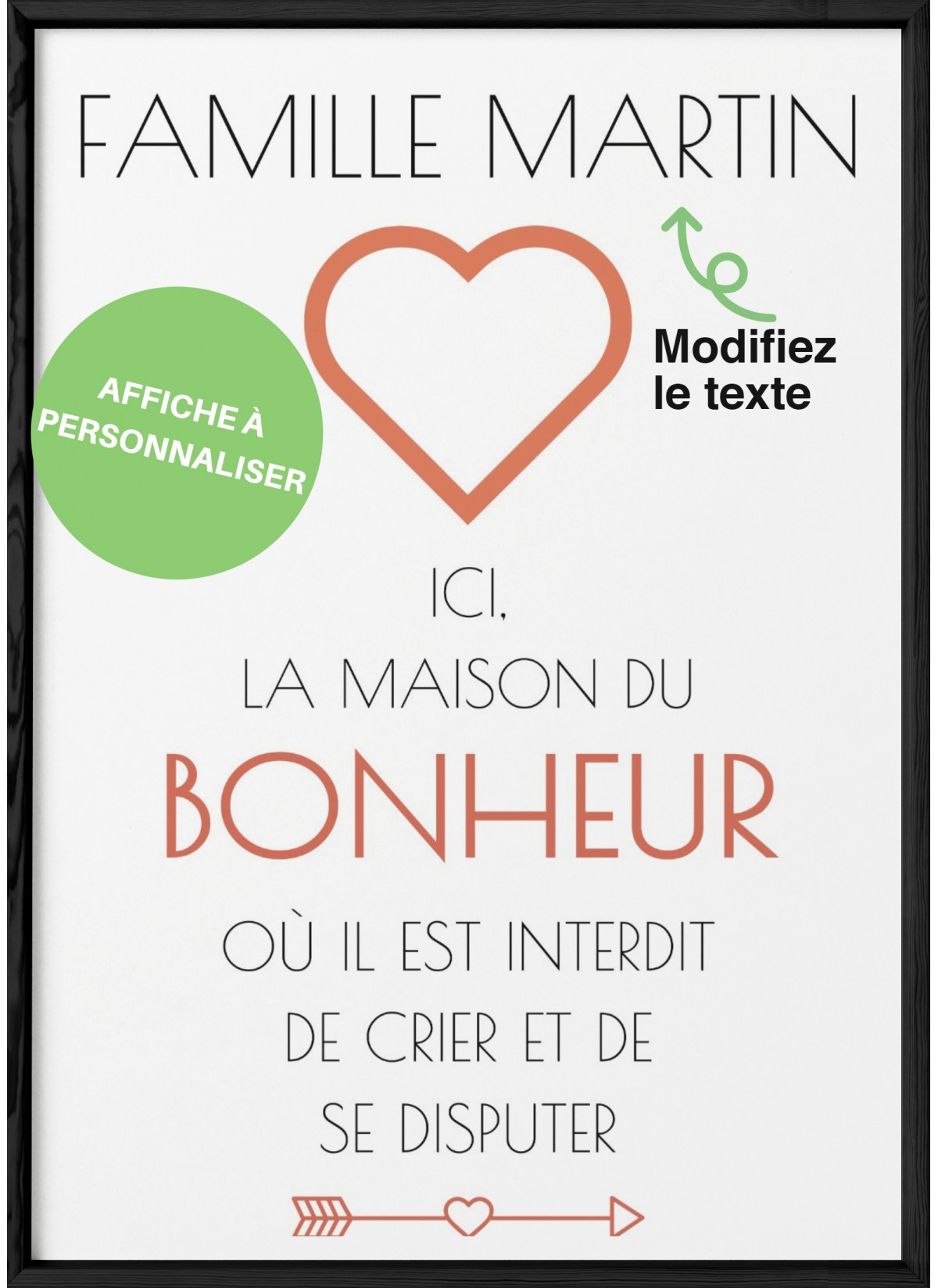 Affiche "Ici la maison du bonheur" [personnalisable]