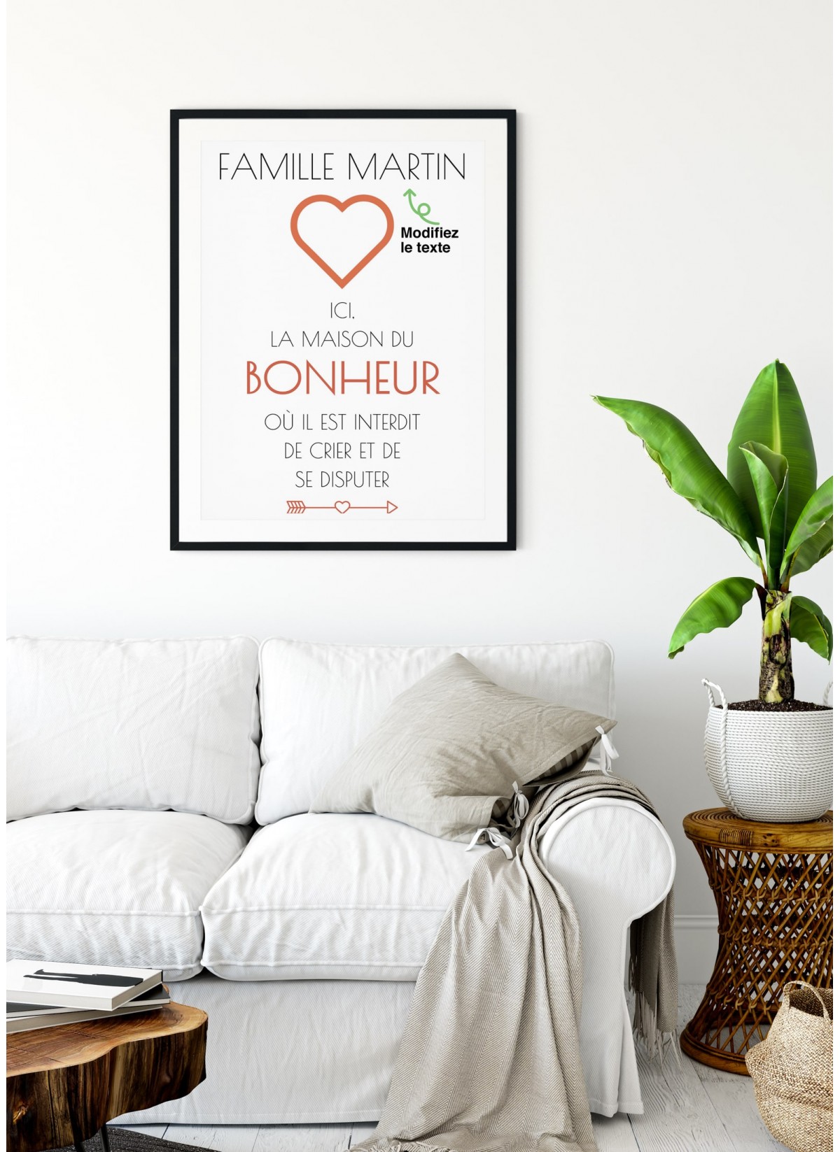 Affiche "Ici la maison du bonheur" [personnalisable]