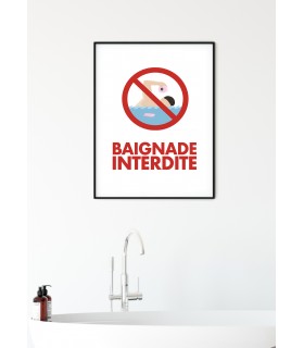 Affiche Baignade interdite dans les toilettes