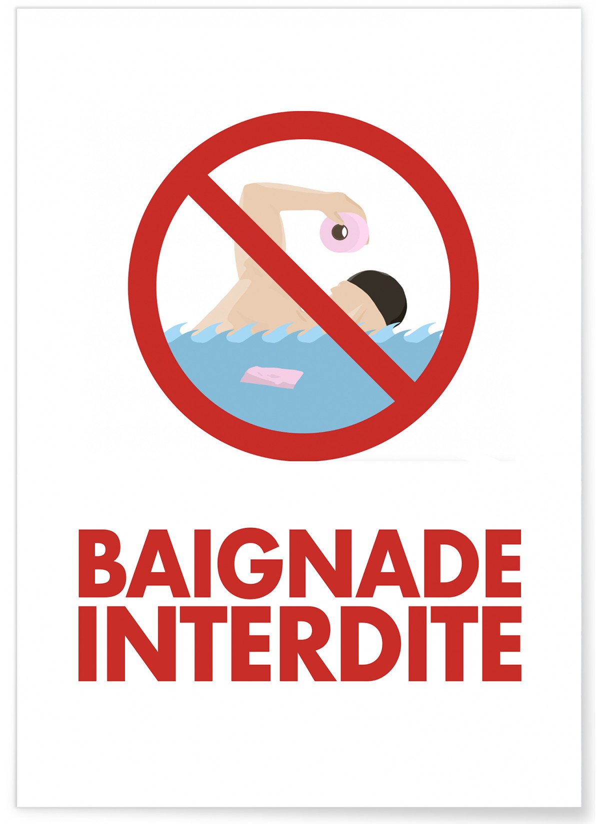 Affiche Baignade interdite dans les toilettes