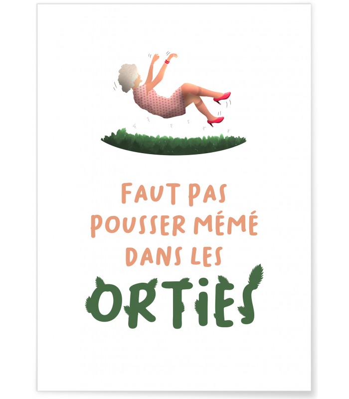 Affiche "Faut pas pousser mémé dans les orties"