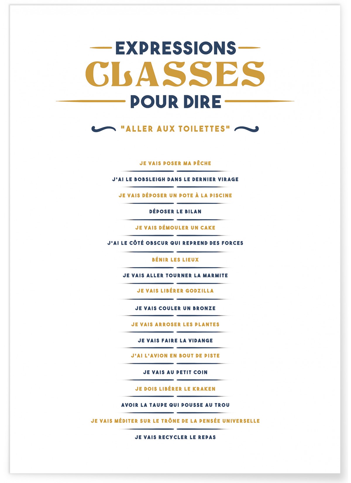 Affiche Expressions classes pour dire "Je vais aux toilettes"