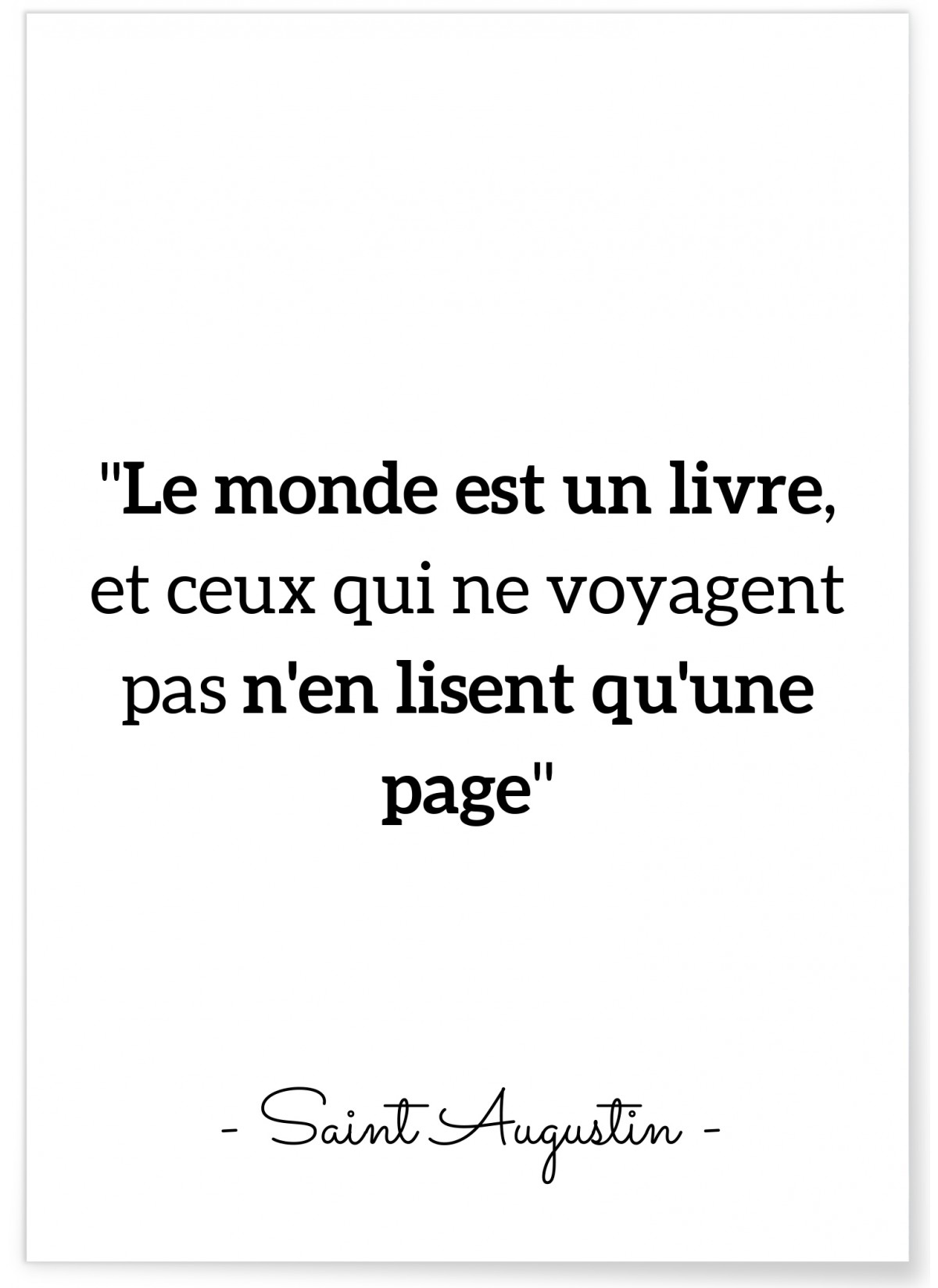 Affiche citation Saint Augustin "Le monde est un livre..."