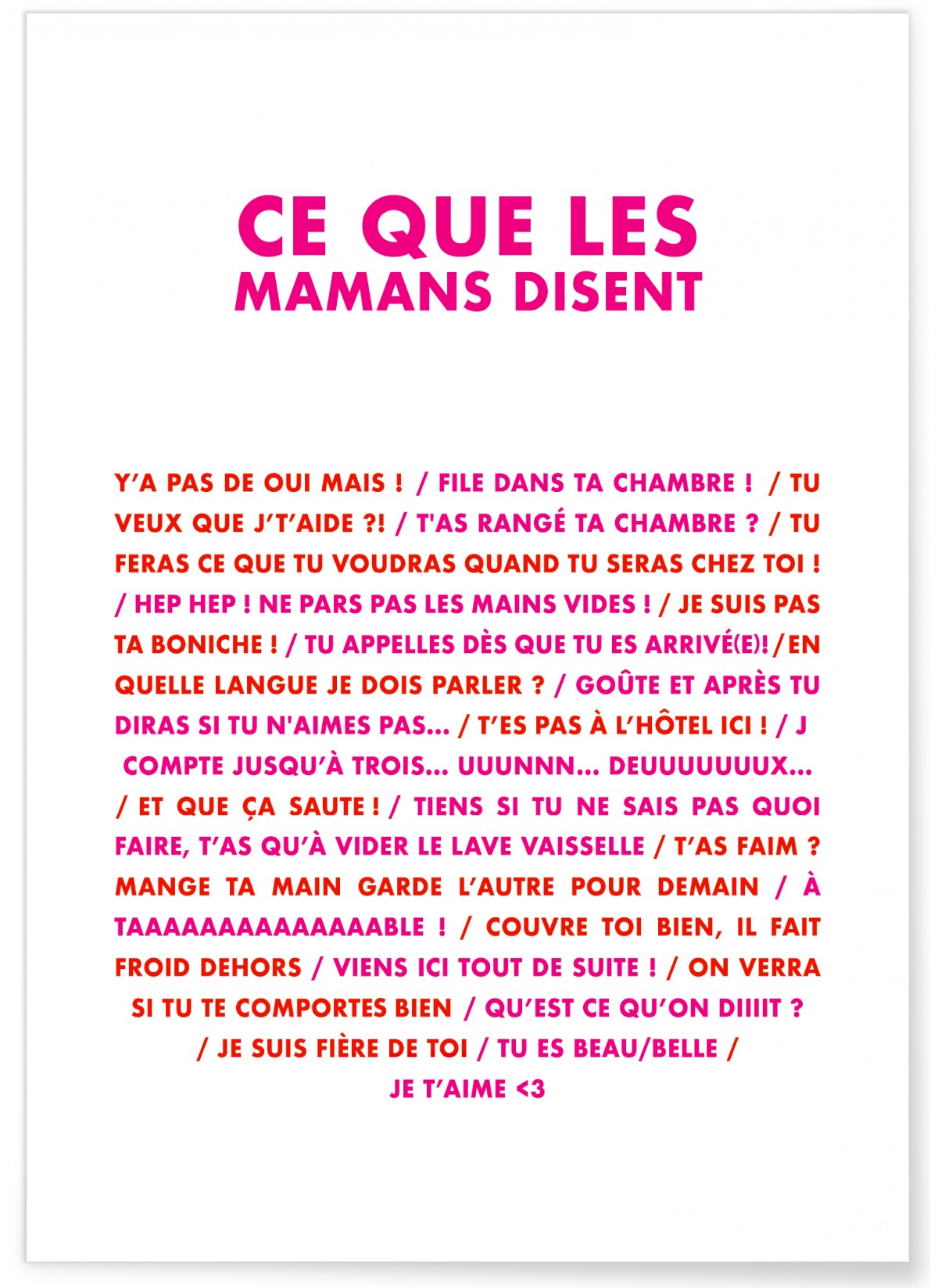 Affiche "Ce que les mamans disent"