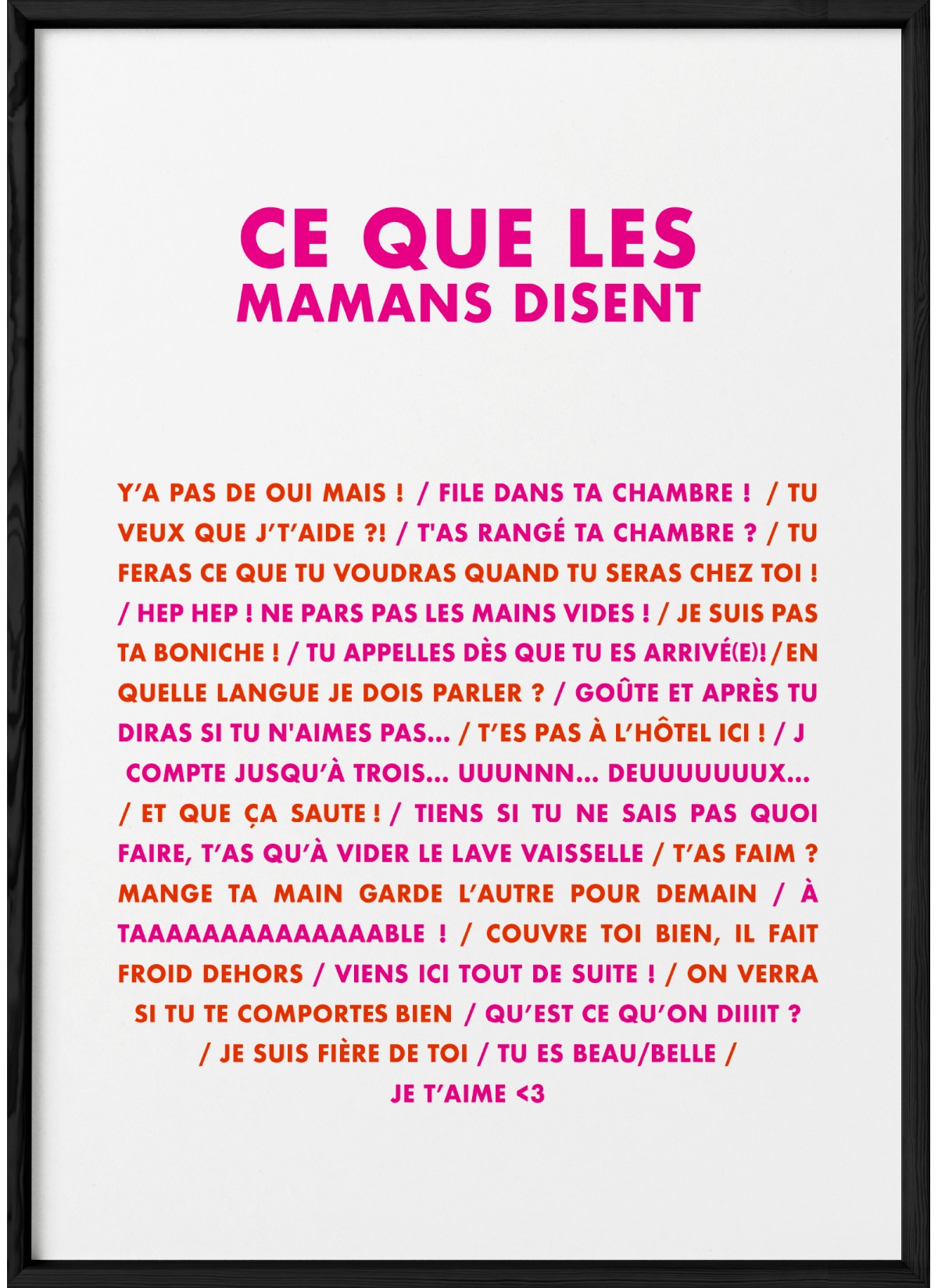 Affiche "Ce que les mamans disent"