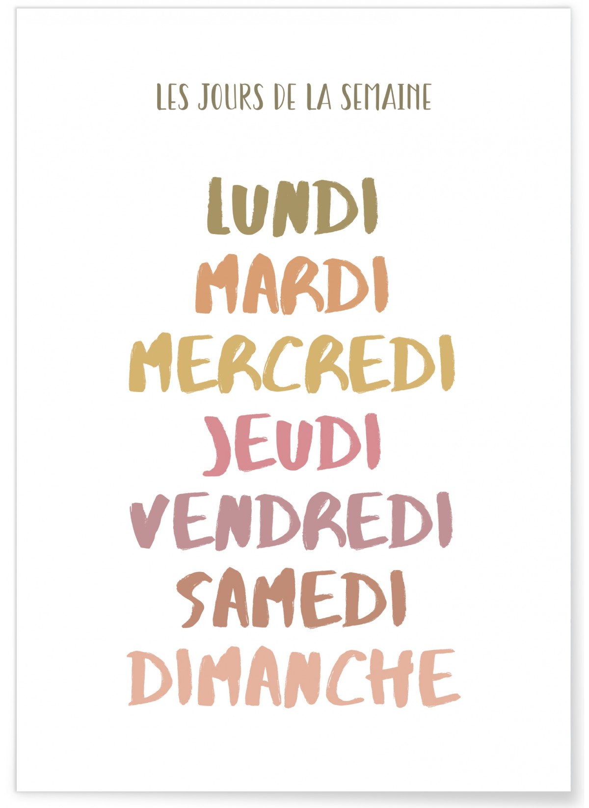 Affiche Les jours de la semaine
