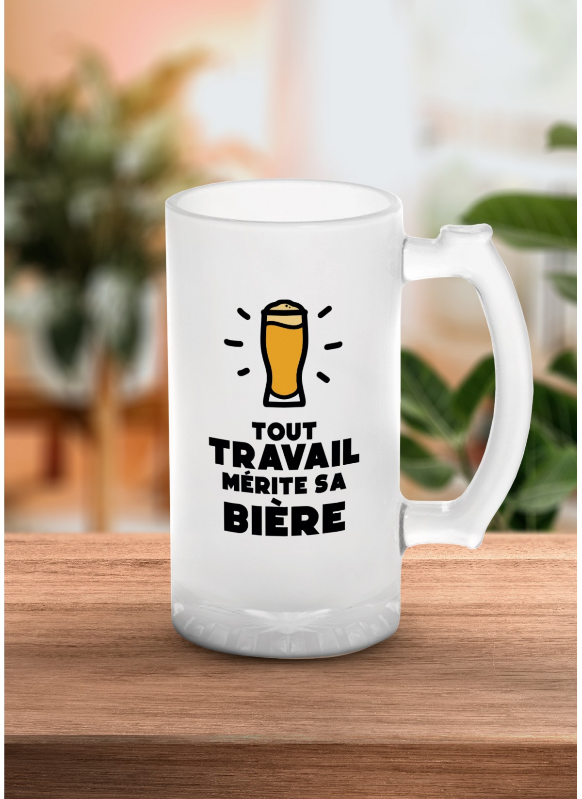 Chope de bière "Tout travail mérite sa bière"