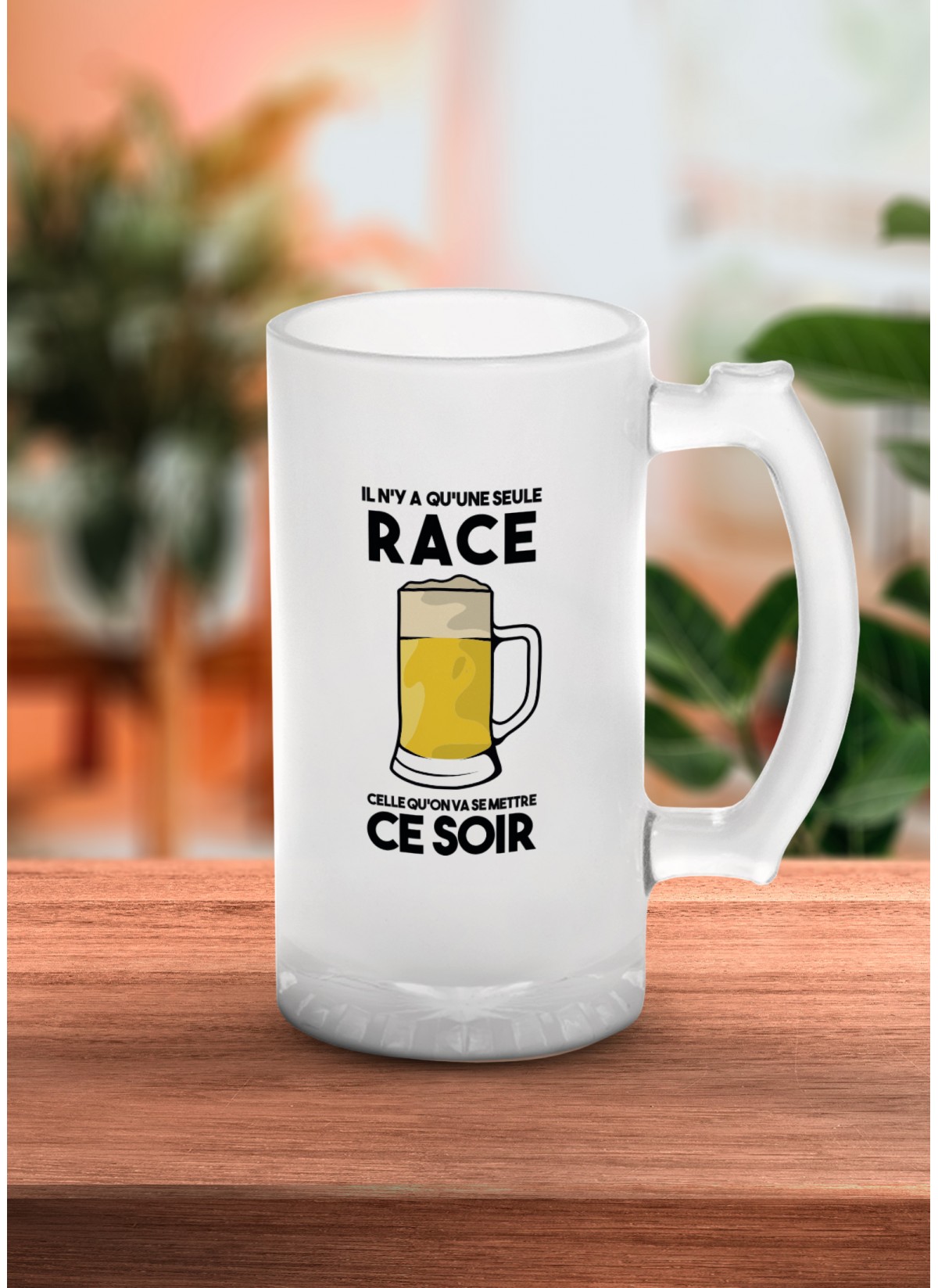 Chope de bière "Il n'y a qu'une seule race..."
