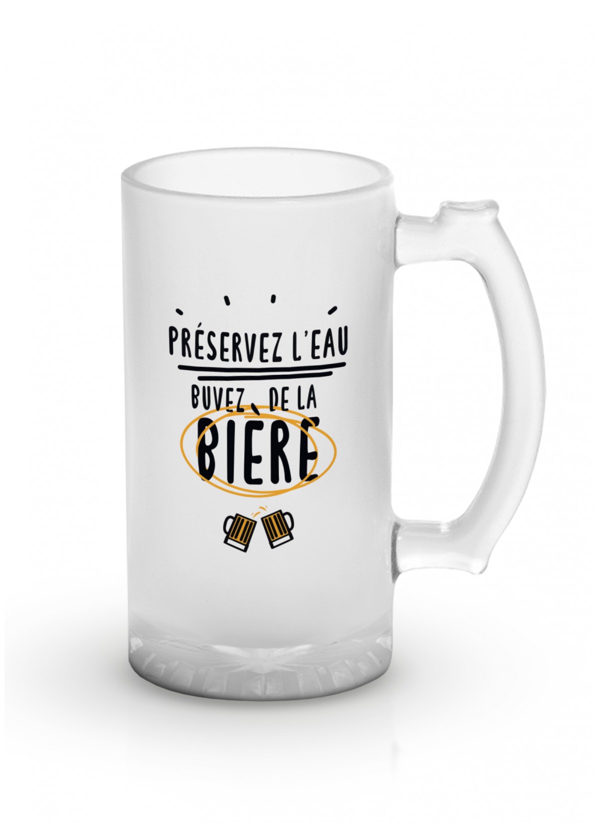 Chope de bière "Préservez l'eau..."