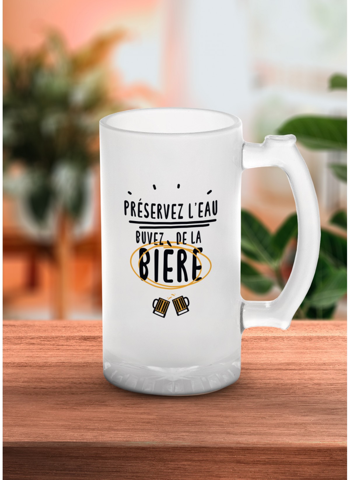 Chope de bière "Préservez l'eau..."