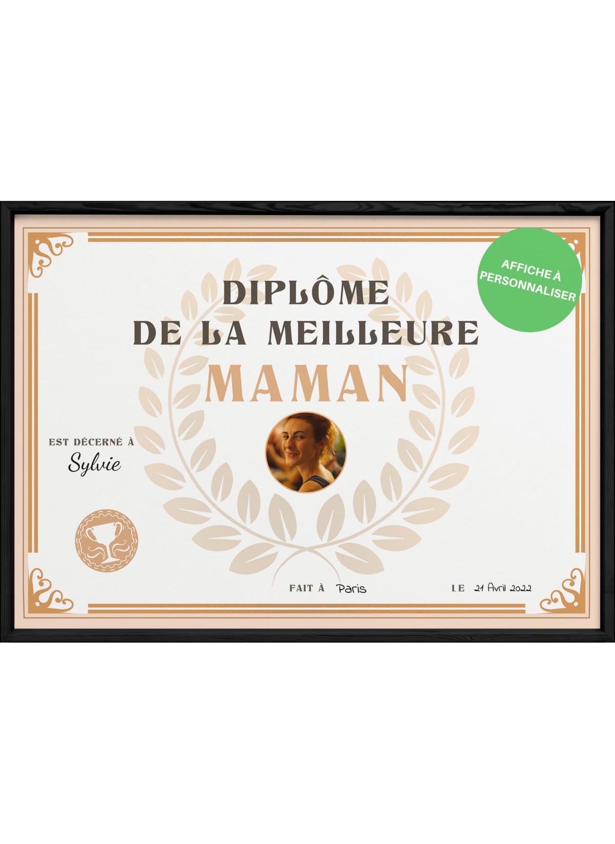 Affiche diplôme meilleure maman, idée cadeau originale