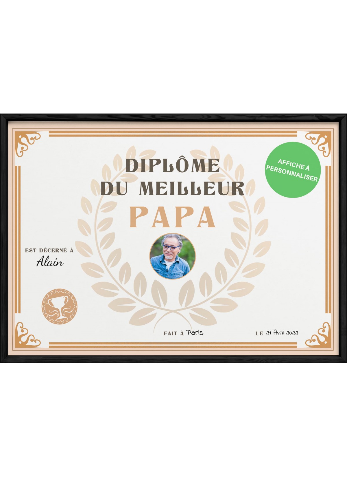 Affiche personnalisée pour papa, idée cadeau personnalisée