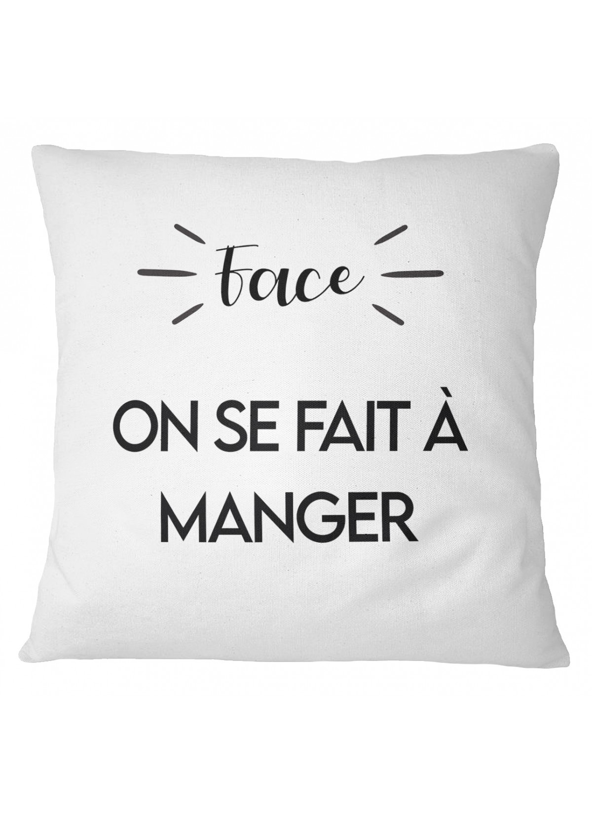 Coussin "Pile : on commande à manger / Face : on se fait à manger"