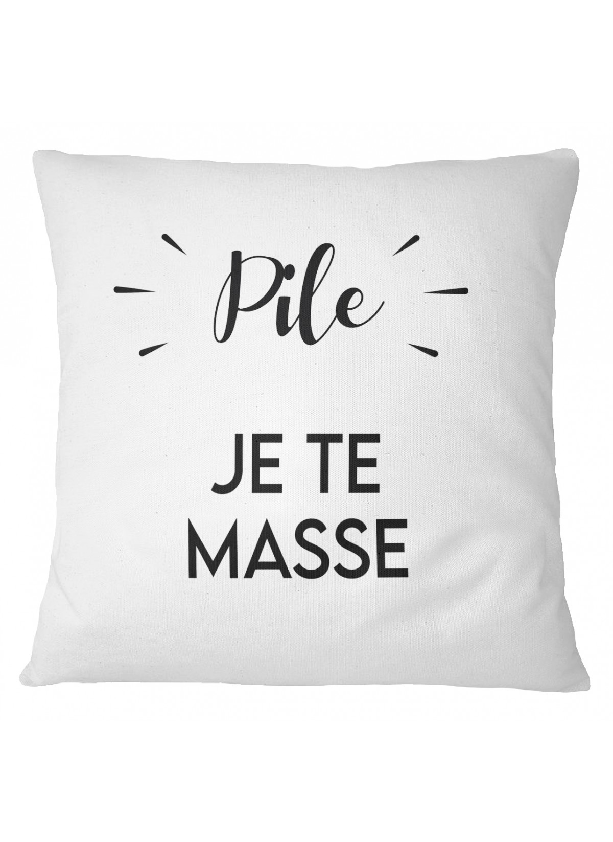 Coussin "Pile : je te masse / Face : tu me masses"