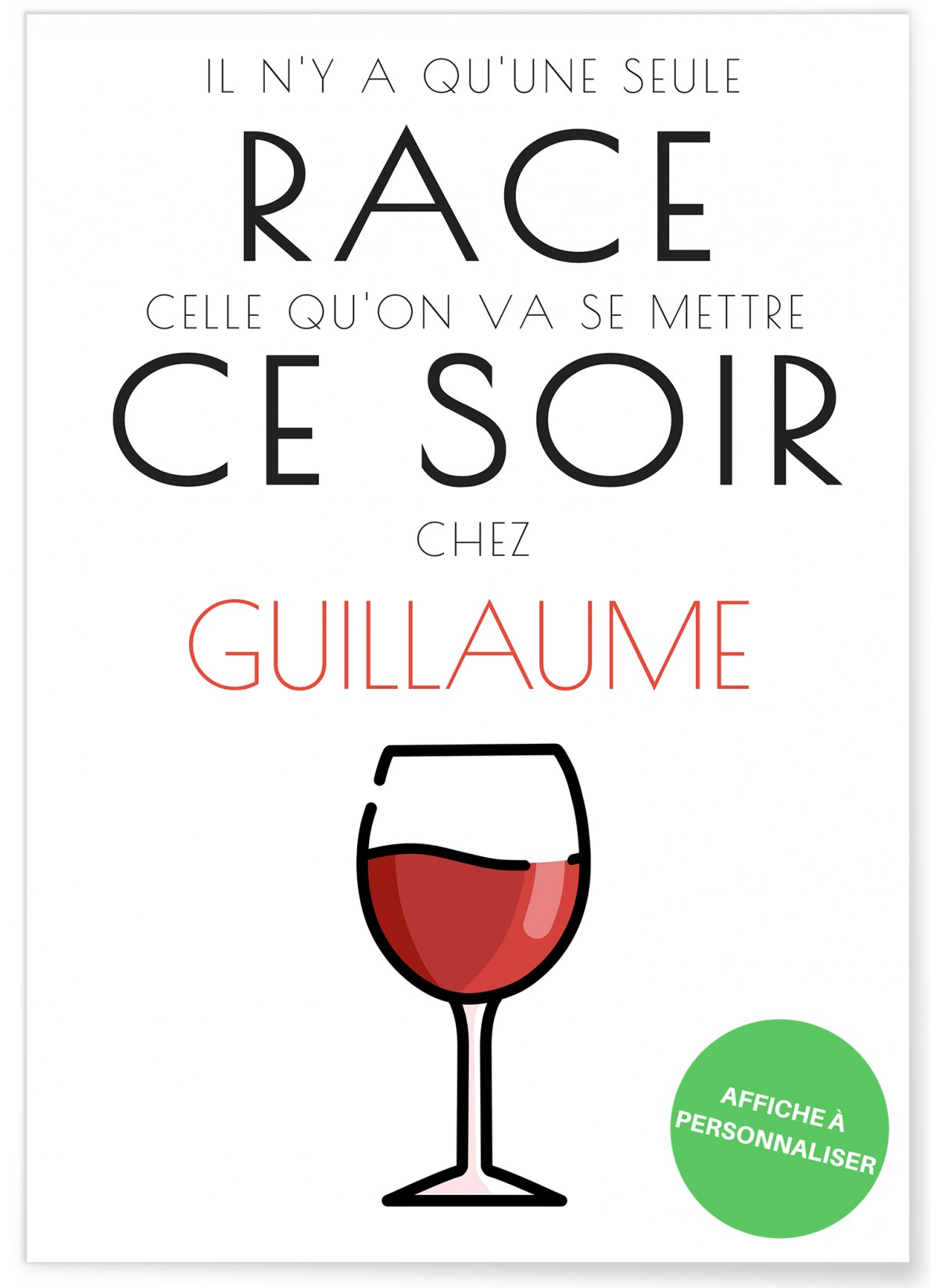 Affiche "Il y'a qu'une seule race" [personnalisable]