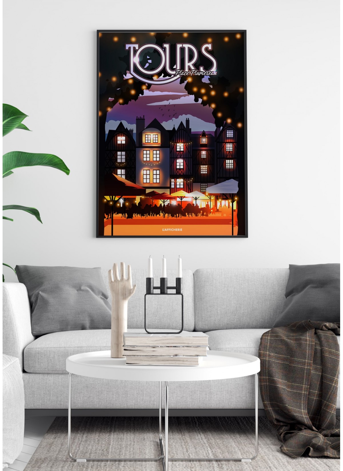 Affiche Tours : Place Plumereau nuit