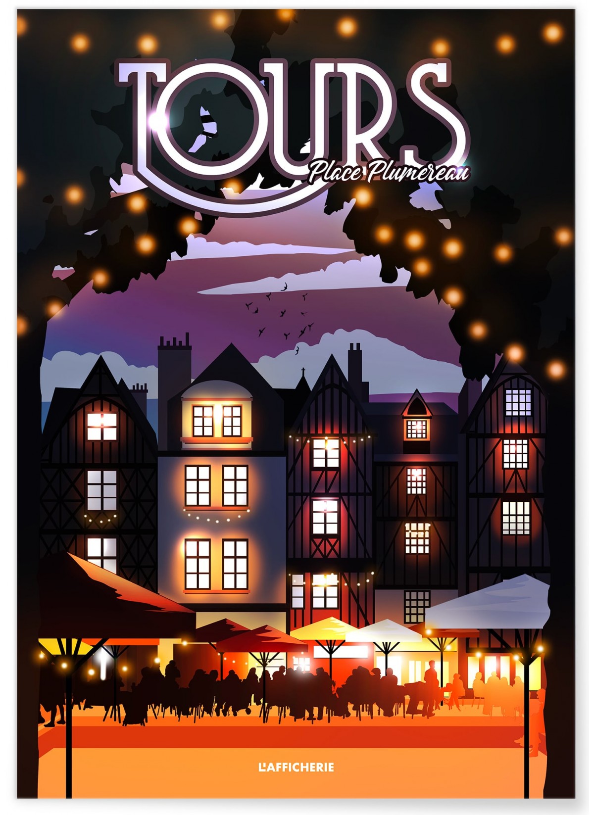 Affiche Tours : Place Plumereau nuit