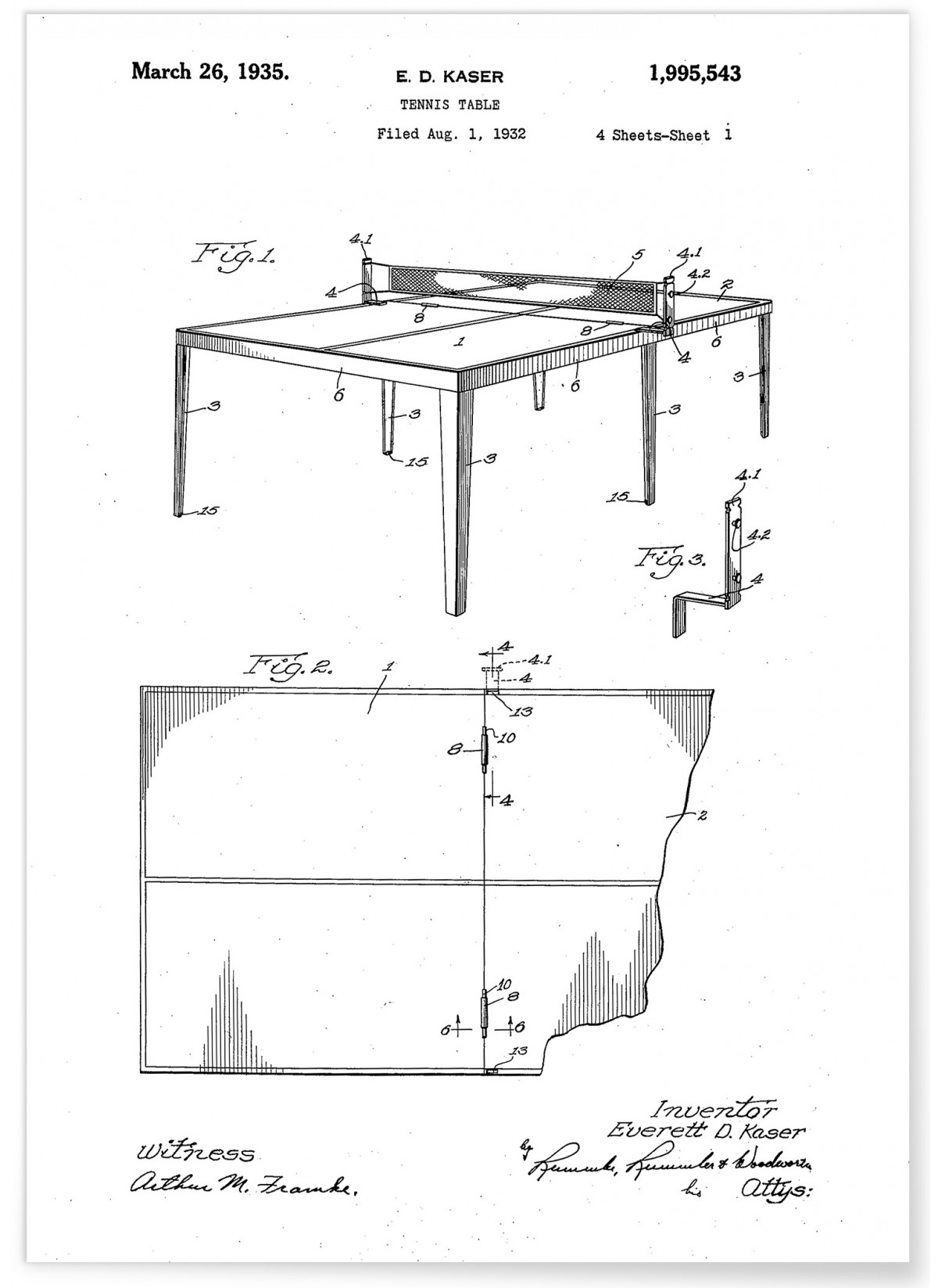 Affiche "Brevet Table de ping pong"