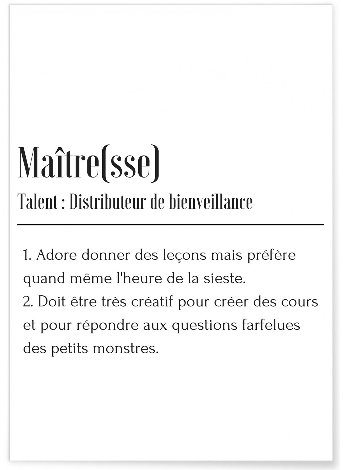 Affiche Définition Maître(sse)