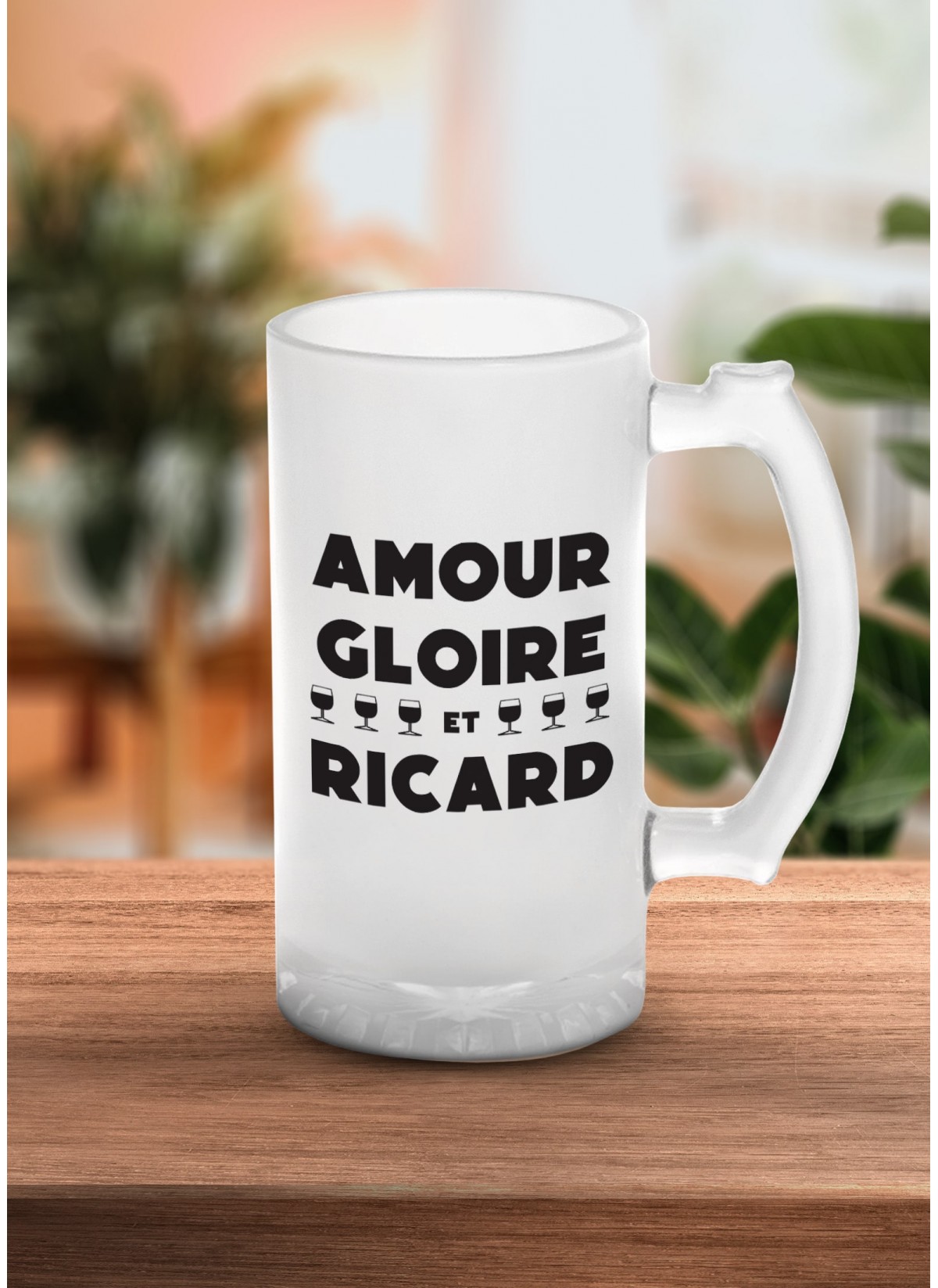 Chope de bière "Amour, gloire et Ricard"