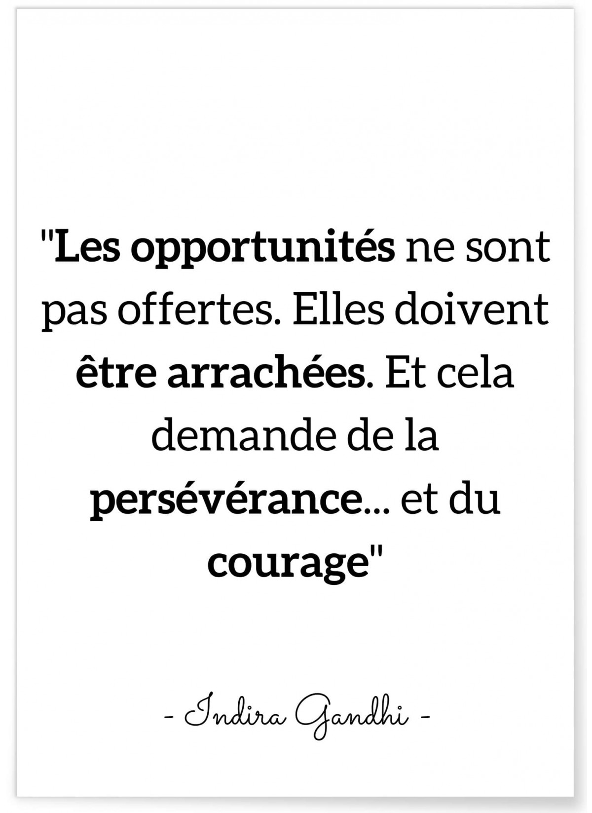 Affiche citation Indira Gandhi "Les opportunités..."