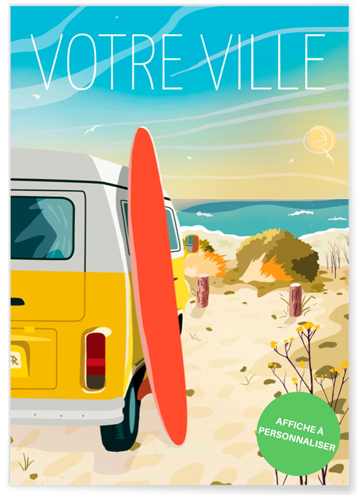 Poster personnalisé plage,  poster originaux|  L’Afficherie