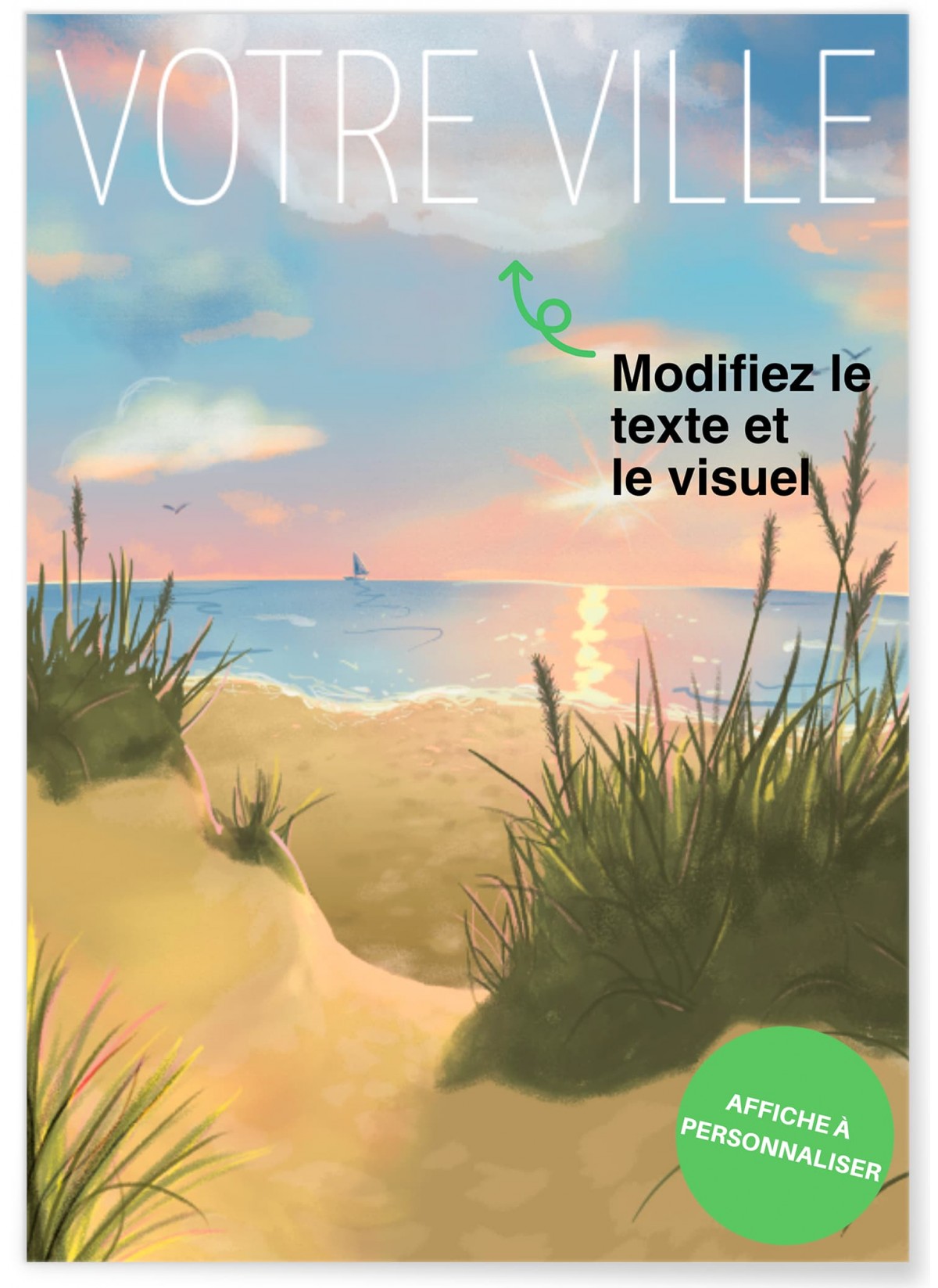 Poster personnalisé plage,  poster originaux|  L’Afficherie