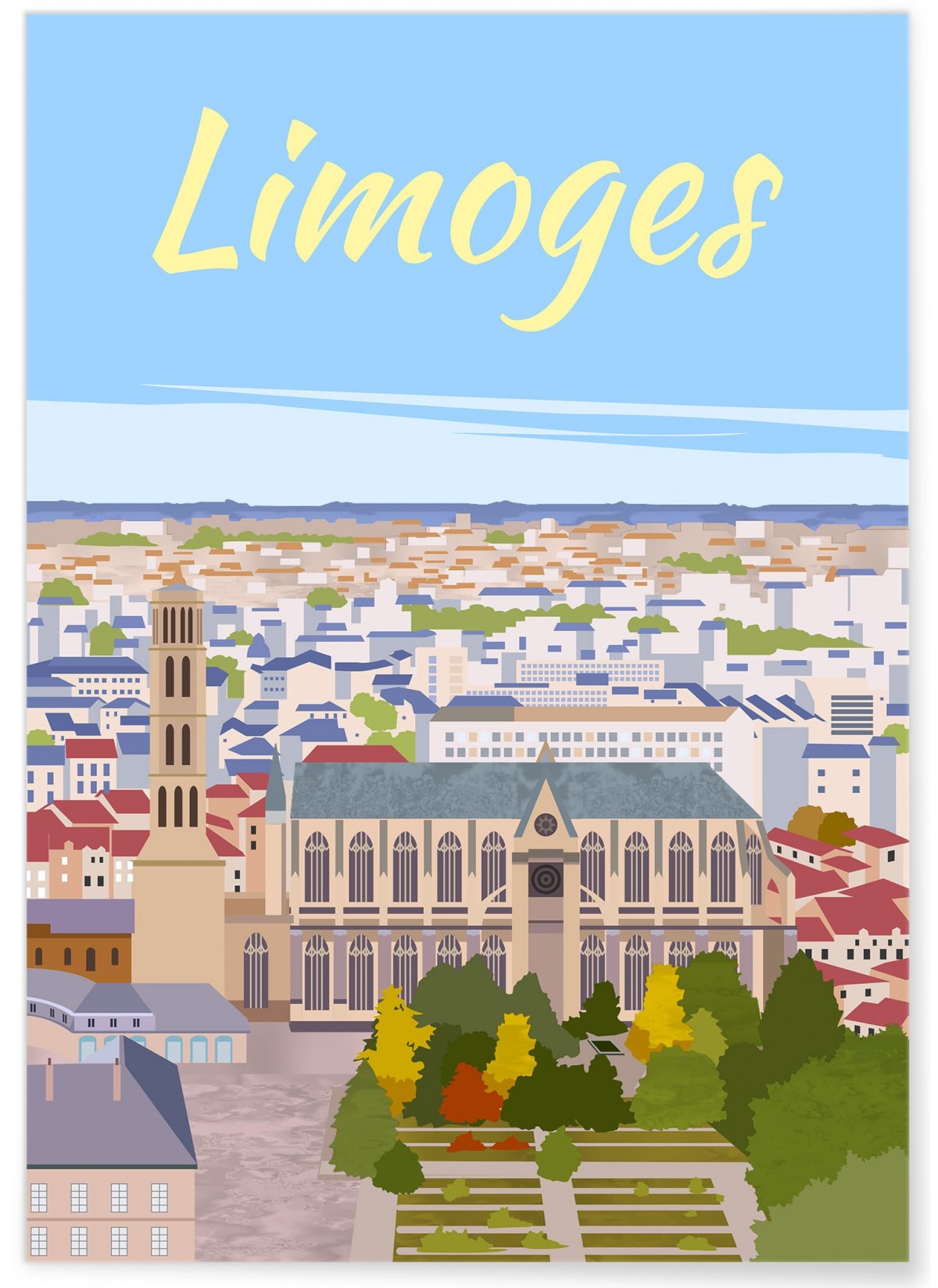 Affiche ville Limoges - Vue du ciel