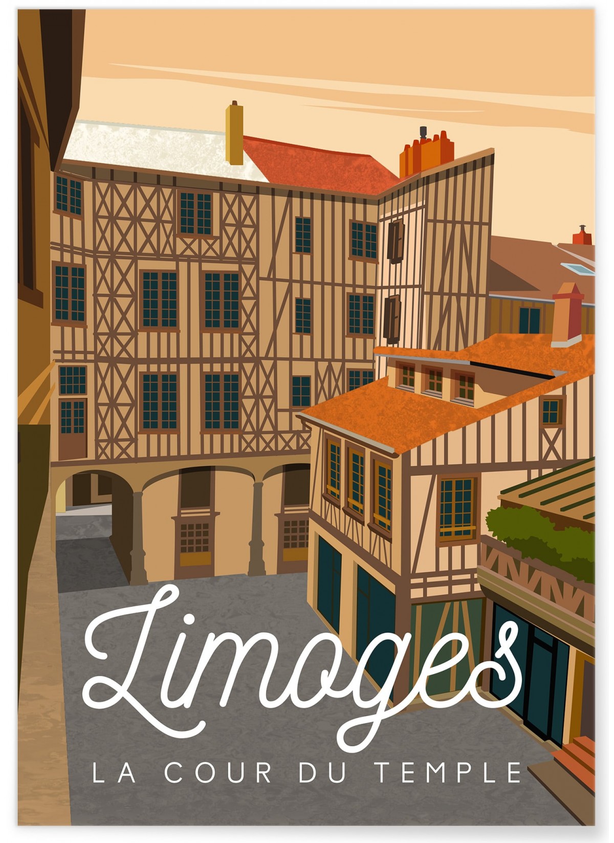 Affiche ville Limoges - La cour du Temple