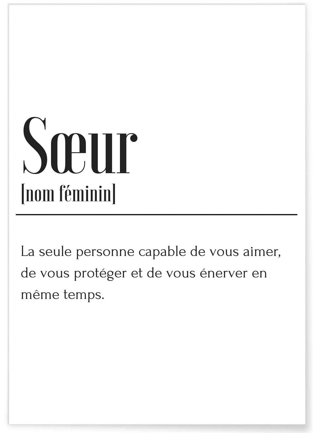 Affiche Définition Soeur, cadeau original | L’Afficherie
