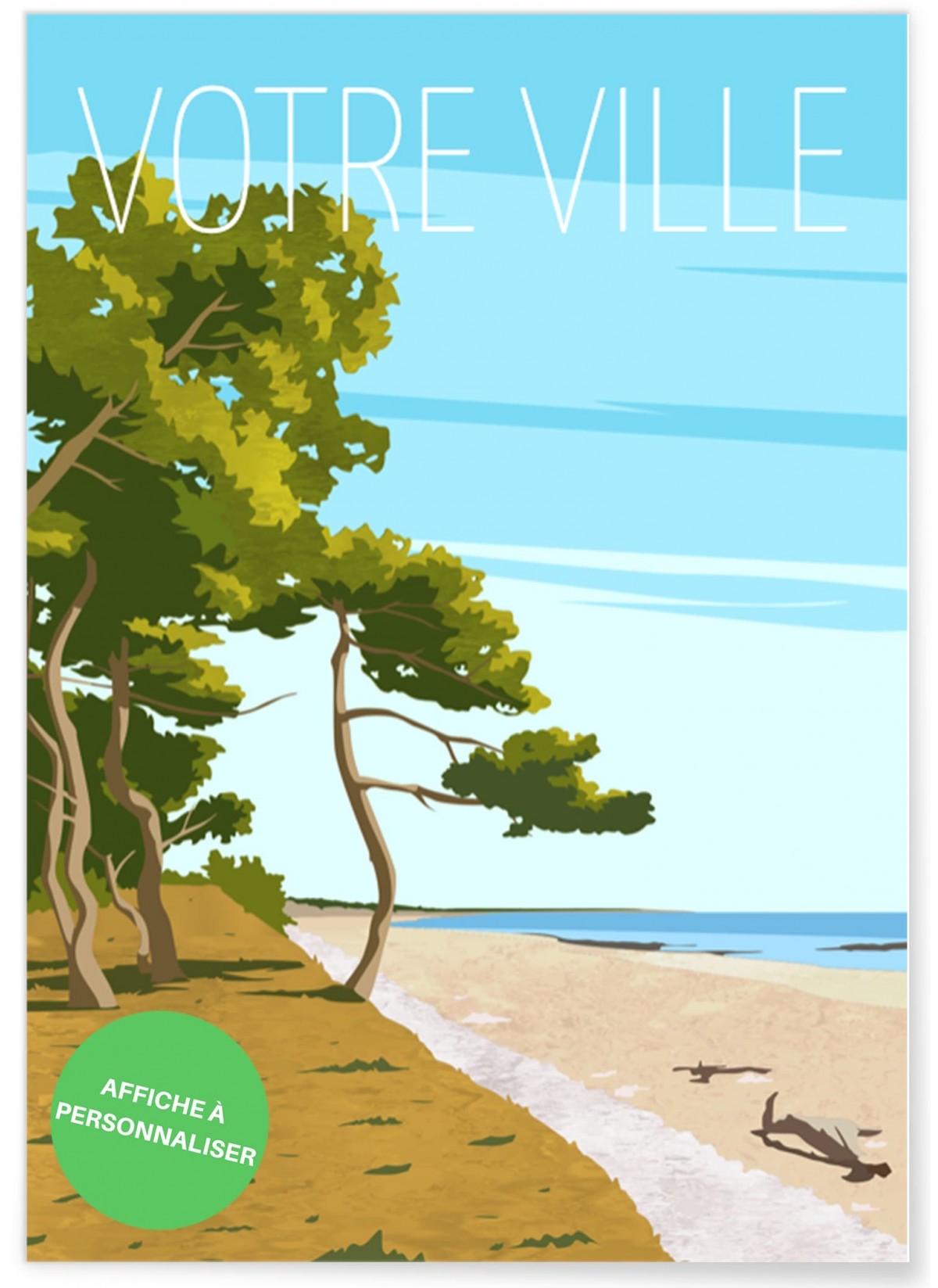 Poster personnalisé plage,  poster originaux|  L’Afficherie