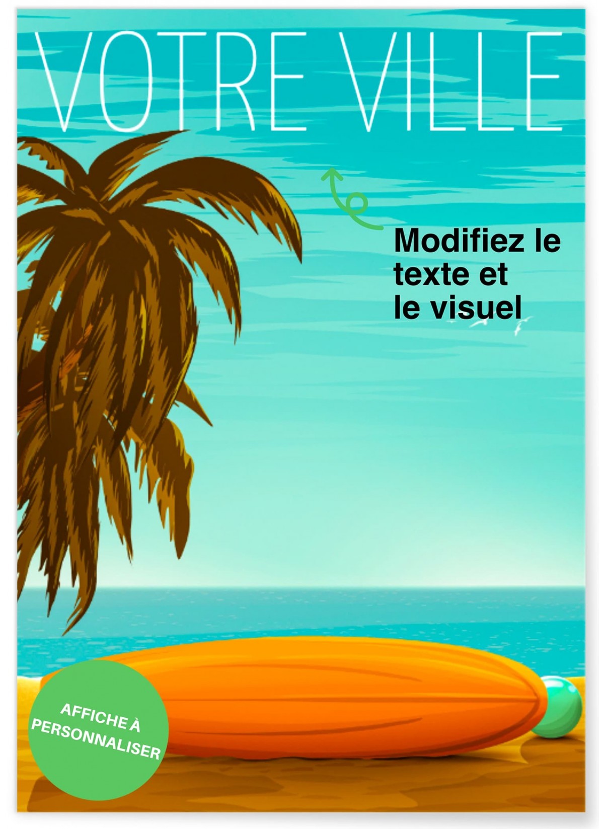 Poster personnalisé plage,  poster originaux|  L’Afficherie