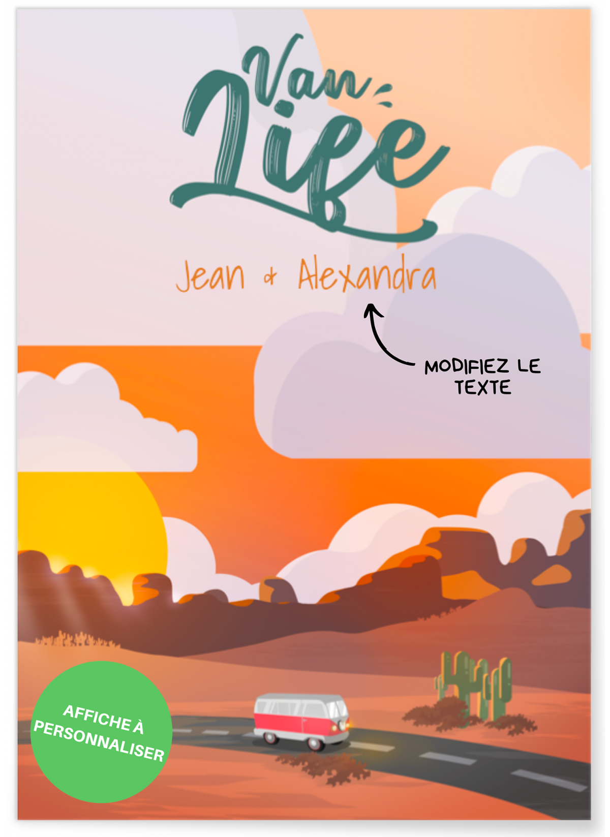 Affiche Van Life personnalisable