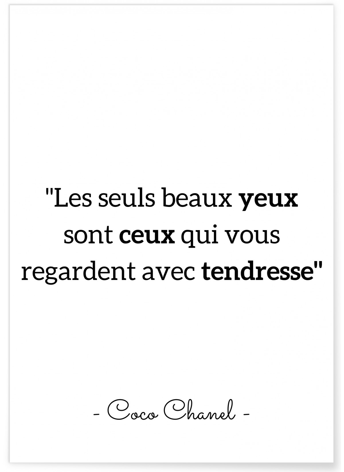 Affiche Coco Chanel : "Les seuls beaux yeux..."