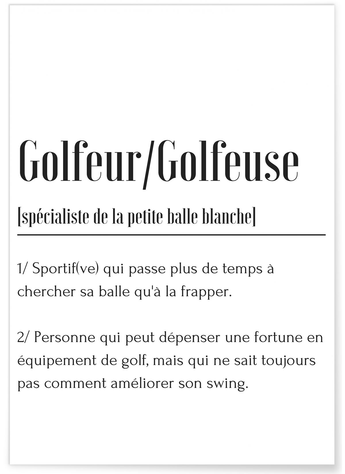 Affiche Définition Golfeur