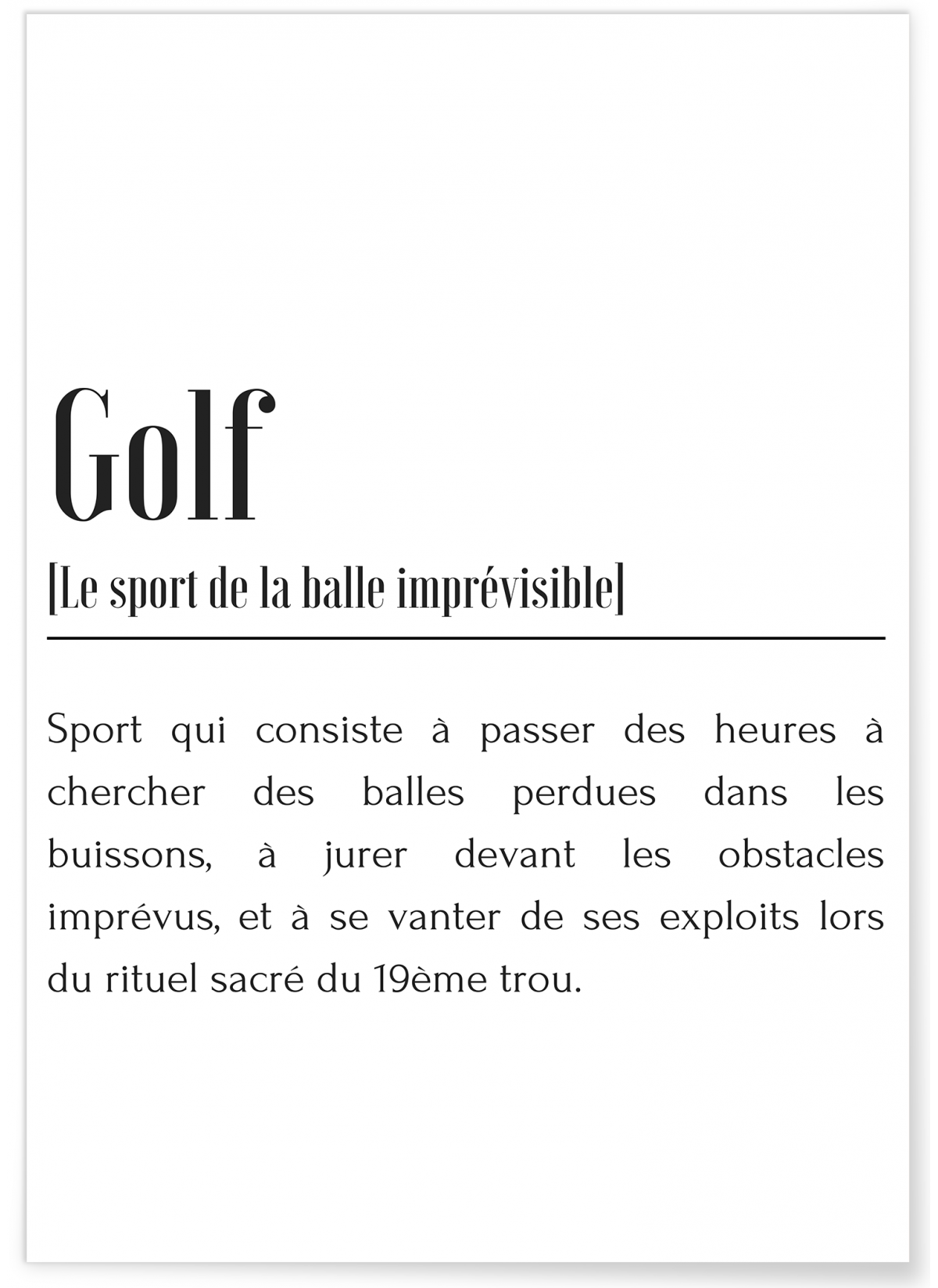 Affiche Définition Golf
