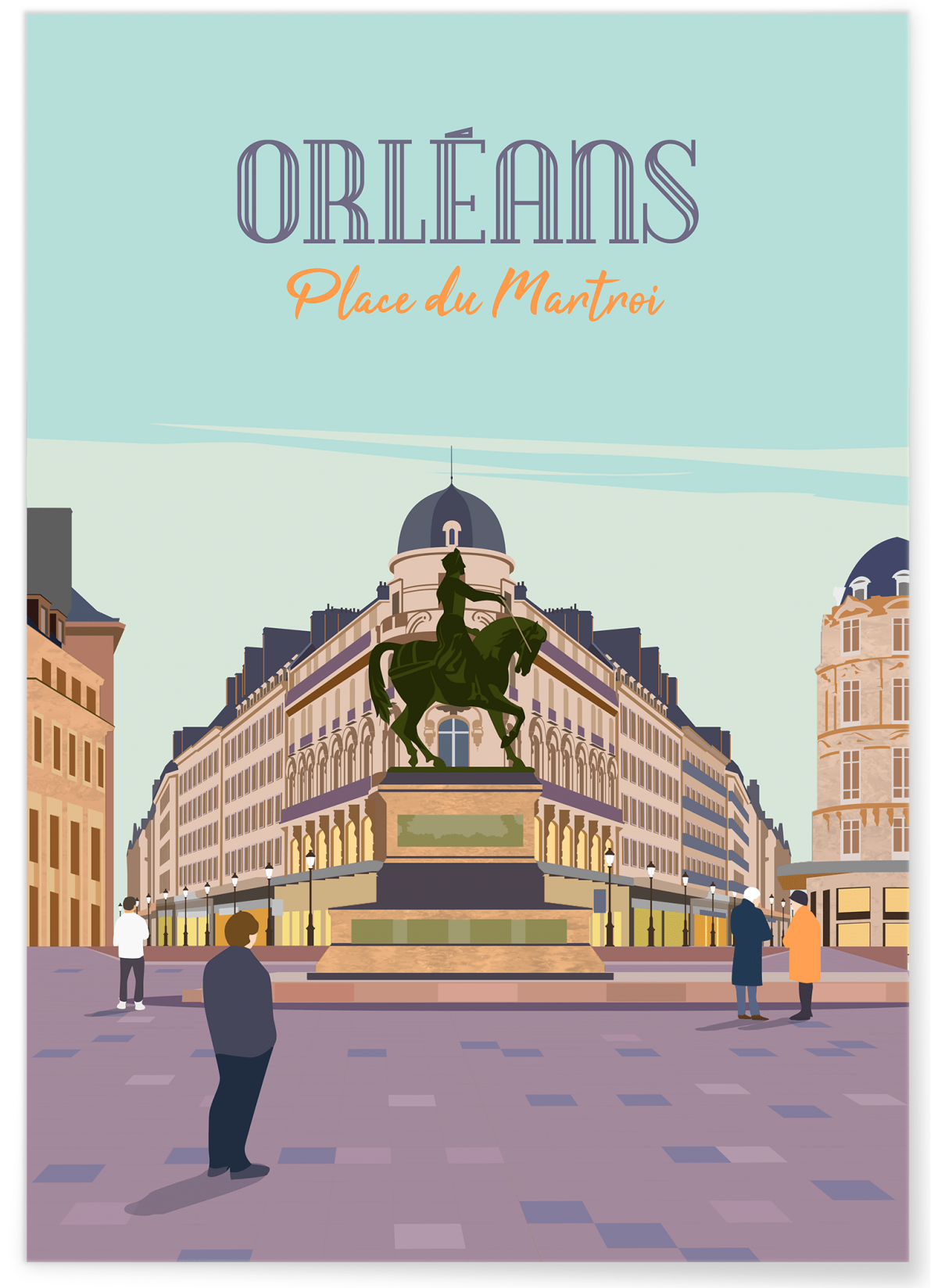 Affiche ville Orléans - Place du Martroi